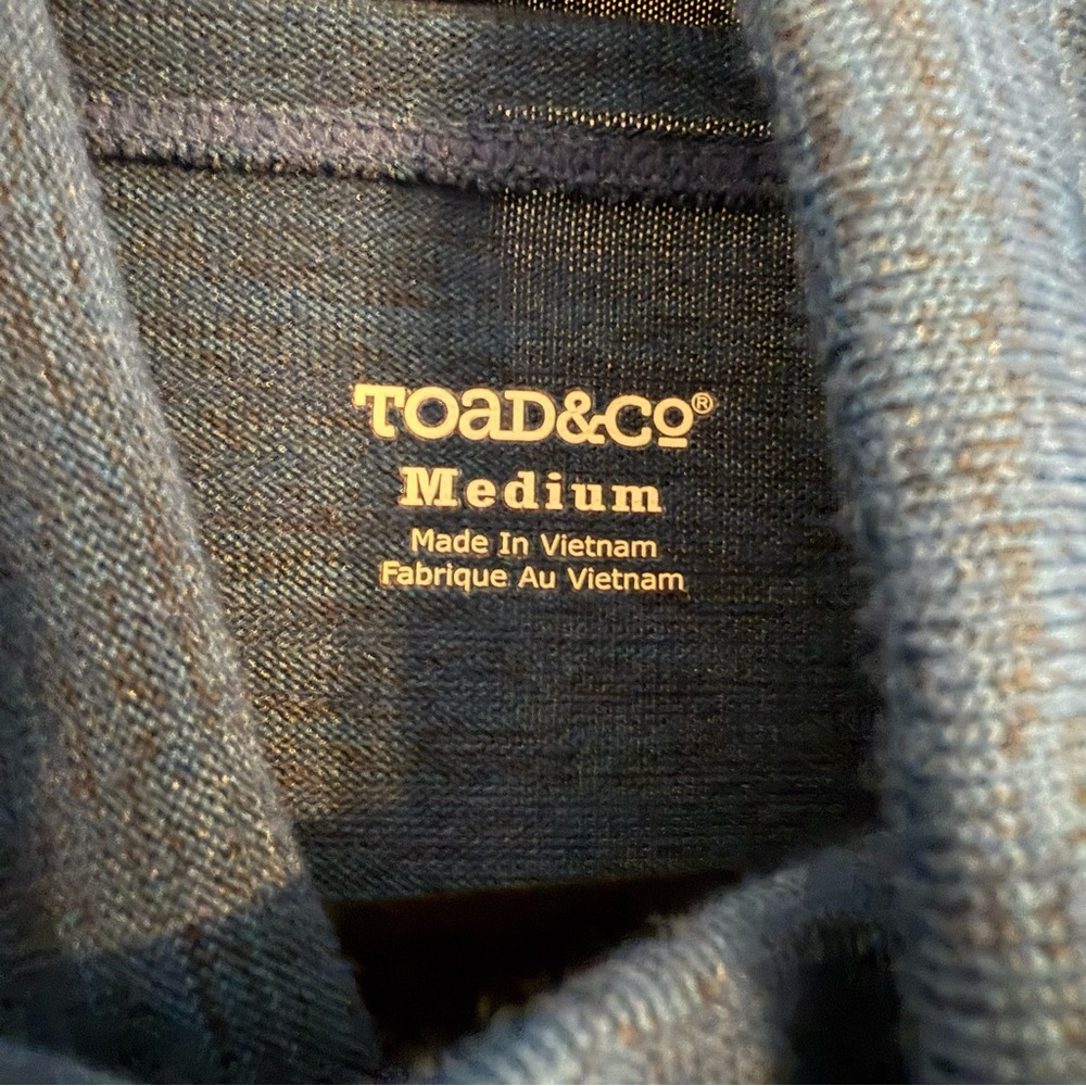 Toad & Co Blue Cowl Neck Pullover Kangaroo Pocket Top Womens Medium - Picture 2 of 11
